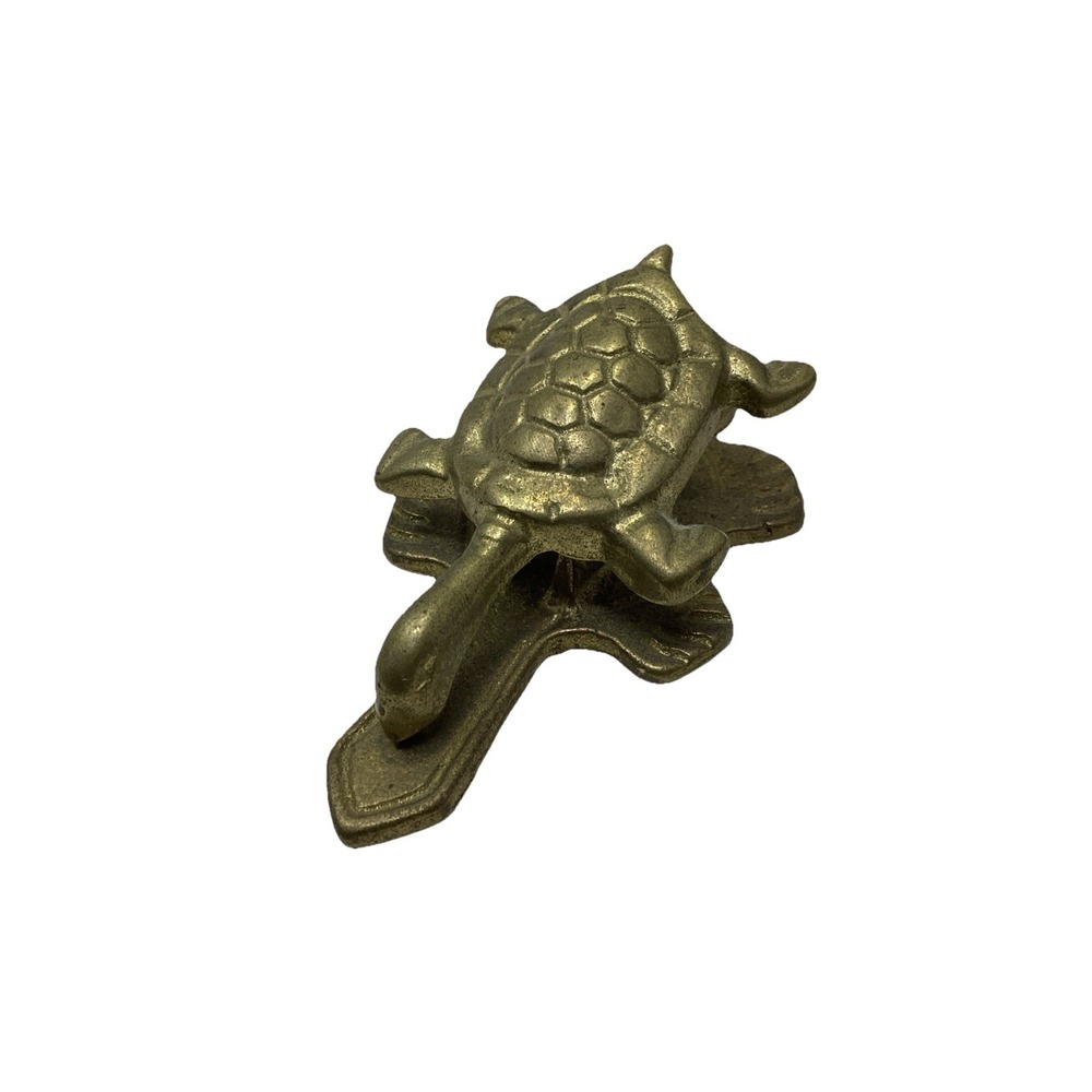 Vintage Solid Brass Turtle Paper Clip Desk Or Wall Paperweight 4"